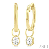 1/3 ctw Bezel Set Oval Cut Diamond Huggie Earrings in 10K Yellow Gold